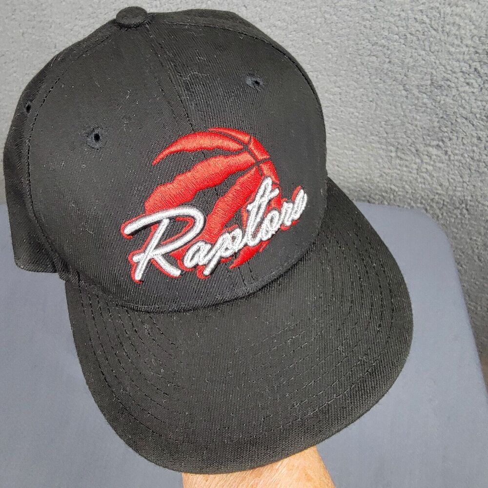Toronto Raptors Basketball NBA Baseball Cap Hat Youth Script Black Red Snapback